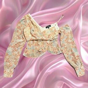 Lulu's Getting Flirty Peach Pastel Asymmetrical Blouse